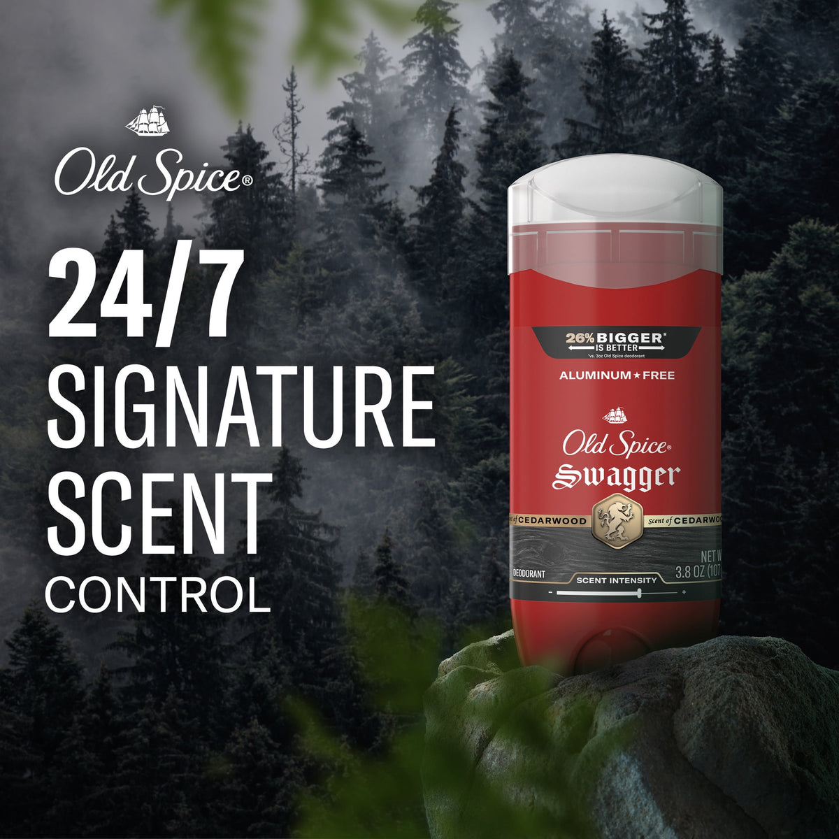 Old Spice Deodorant for Men, Aluminum Free, Swagger, 24/7 Odor Protection, 3.8 oz
