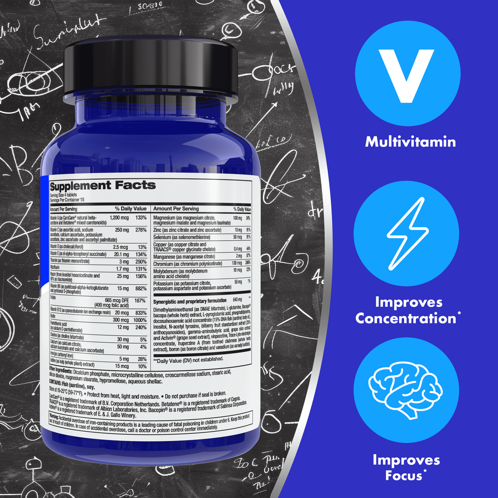 FOCUS FACTOR Original (60 Count) - Brain Health Supplement with Vitamins B6, B12, D, Bacopa Monnieri