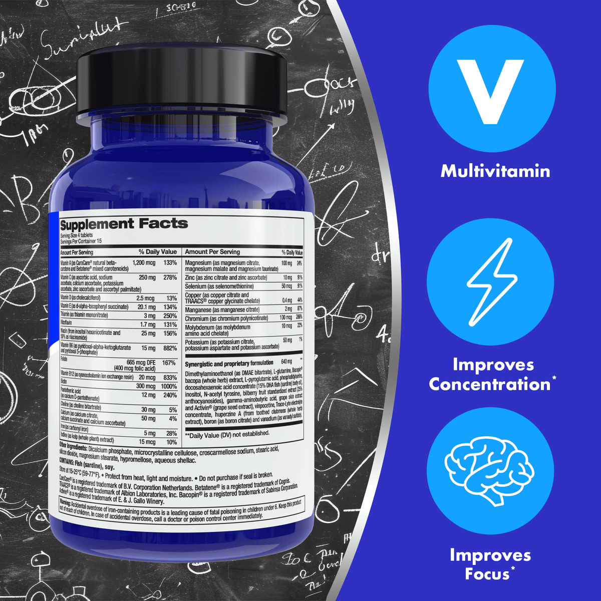 FOCUS FACTOR Original (60 Count) - Brain Health Supplement with Vitamins B6, B12, D, Bacopa Monnieri