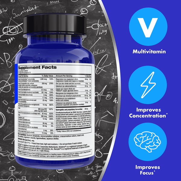 FOCUS FACTOR Original (60 Count) - Brain Health Supplement with Vitamins B6, B12, D, Bacopa Monnieri