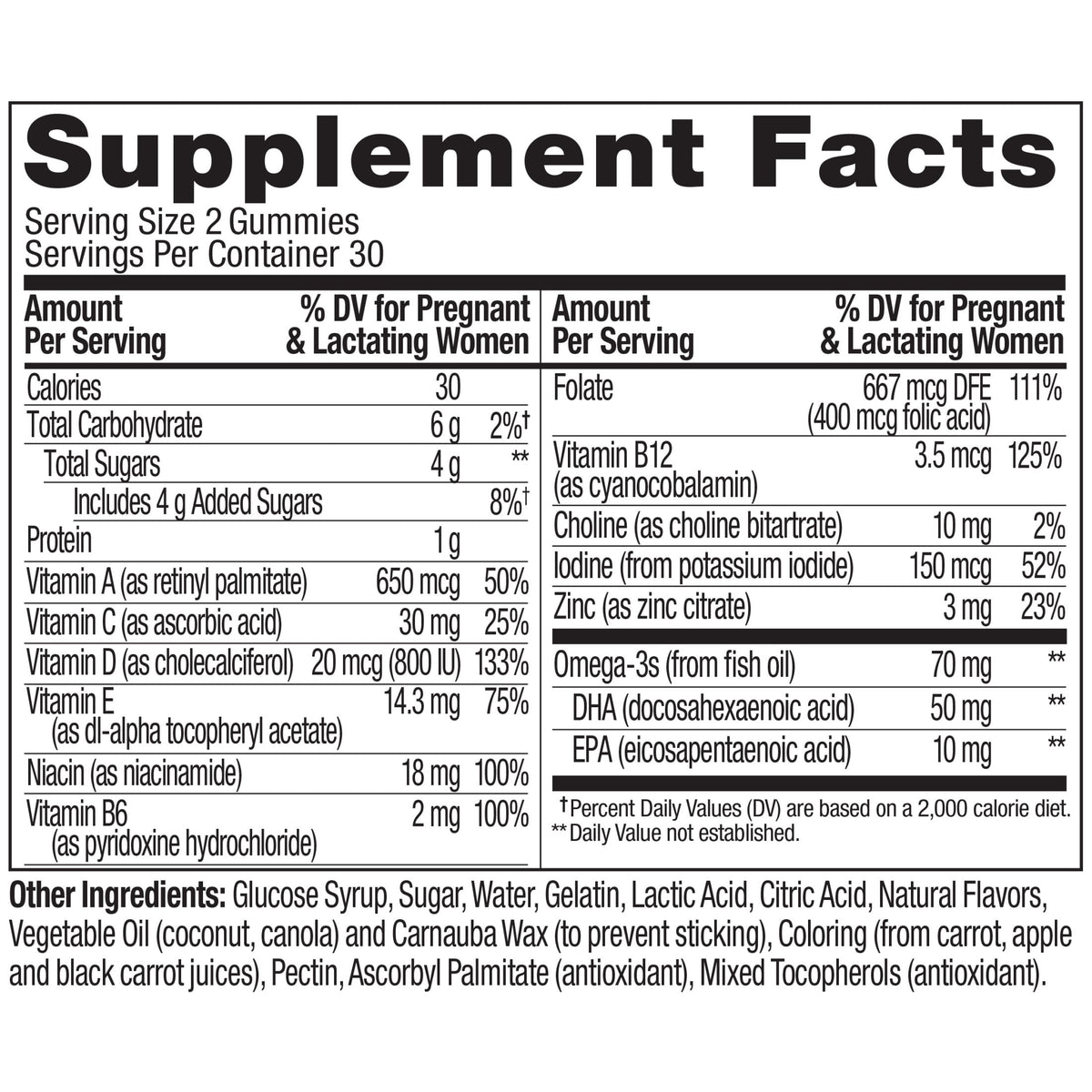 OLLY Prenatal Multivitamin Gummy Supplement, Folic Acid, Omega 3 DHA, 60 Count