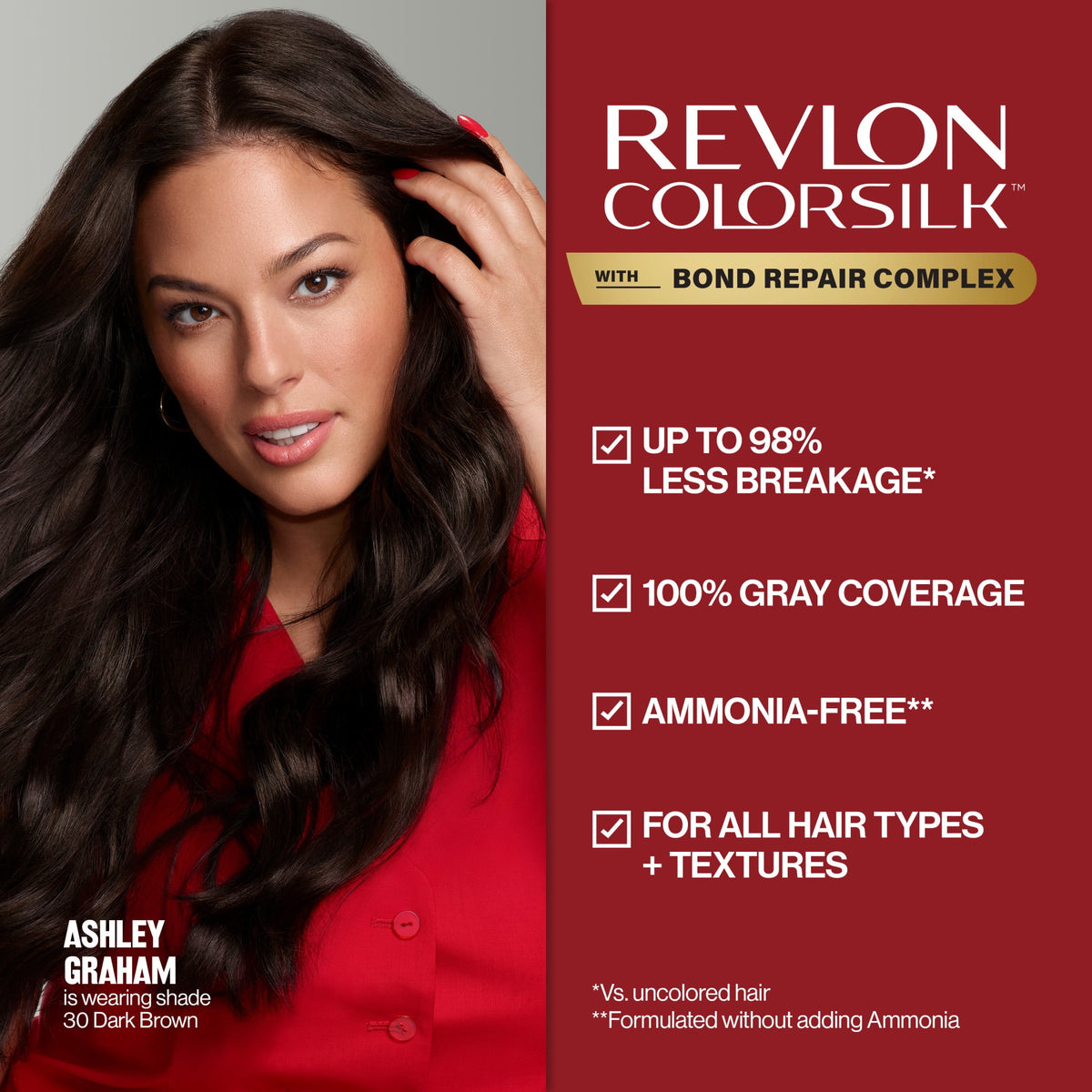 Revlon ColorSilk Permanent Hair Color, Bond Repair Complex, 41 Medium Brown, 1 pack
