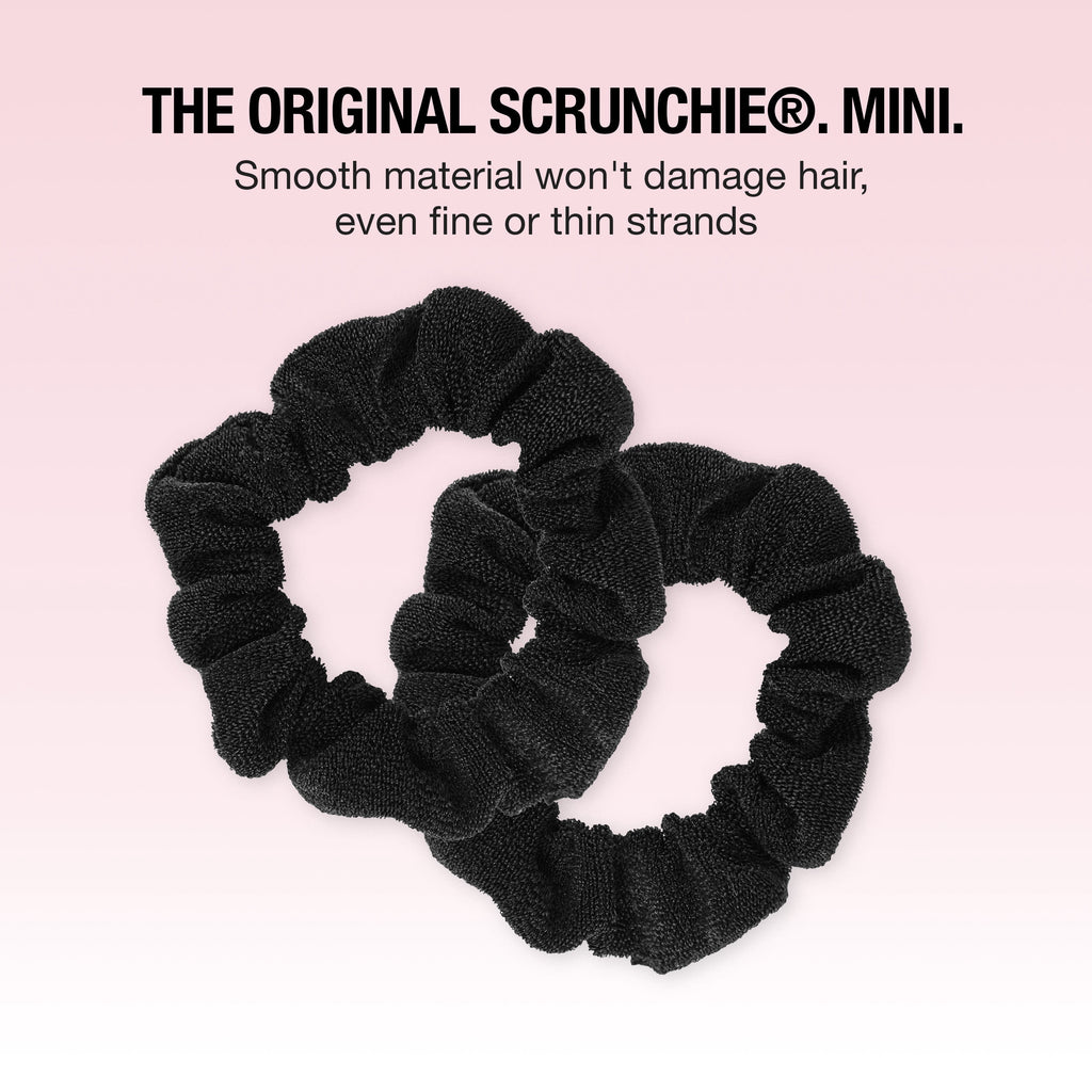 Scunci Mini Washable Scrunchie Hair Ties, Black, 6 Count