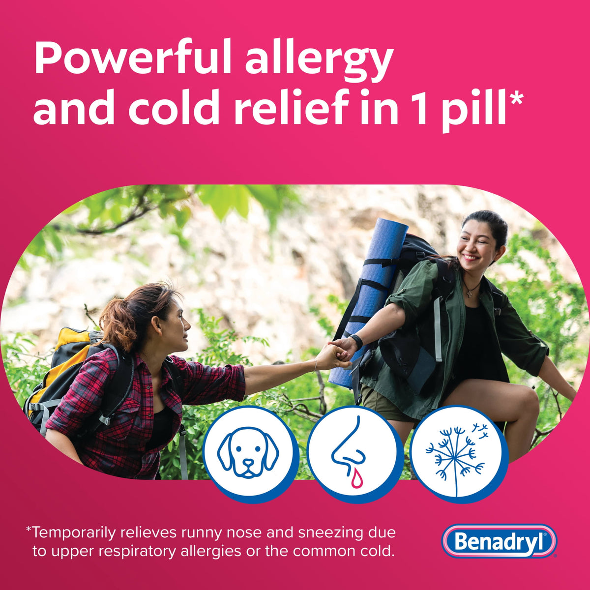 Benadryl Allergy Medicine for Adults, Ultratablets, 25 mg Diphenhydramine HCl, 100 Count Size