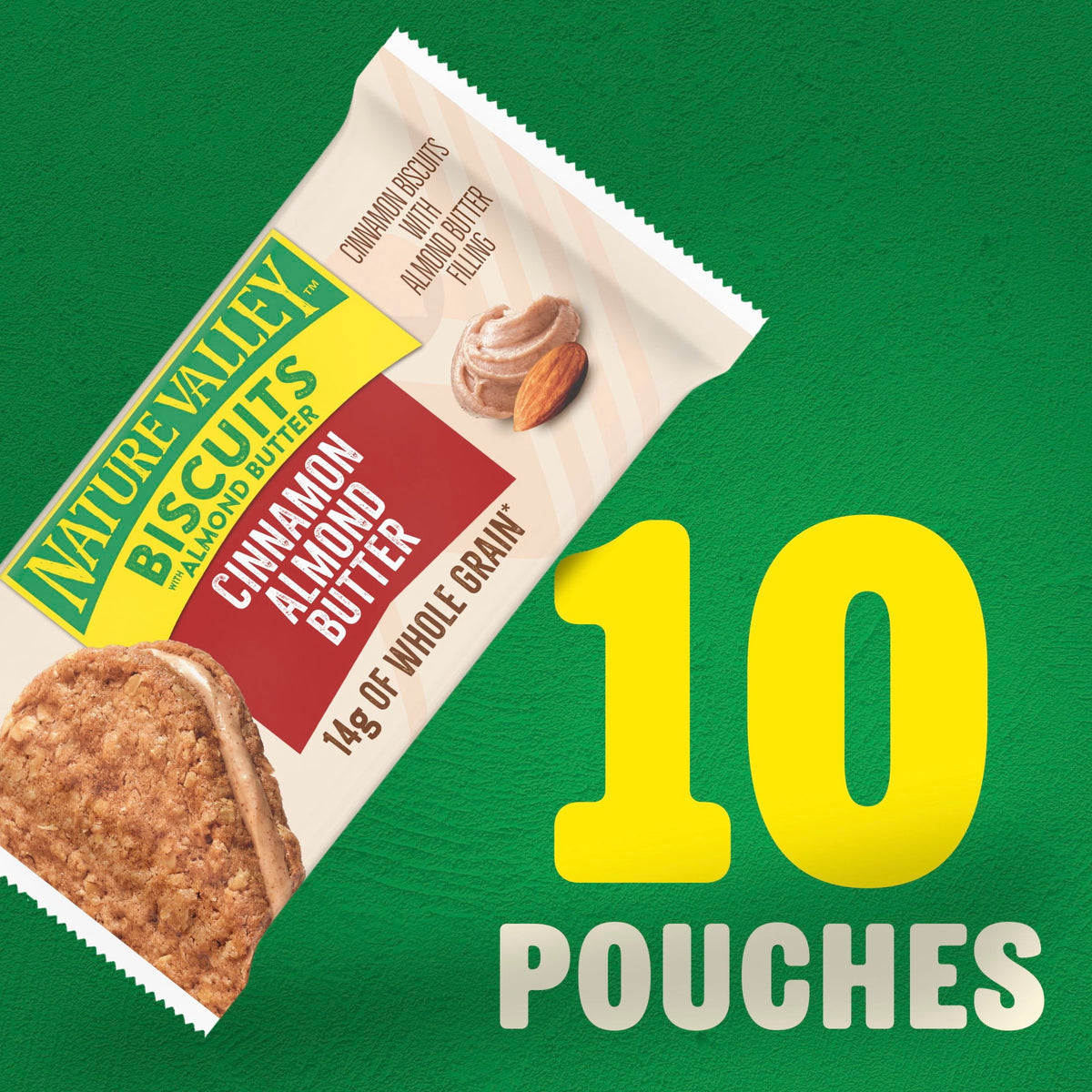 Nature Valley Biscuit Sandwiches, Cinnamon Almond Butter, 10 Bars, 13.5 oz