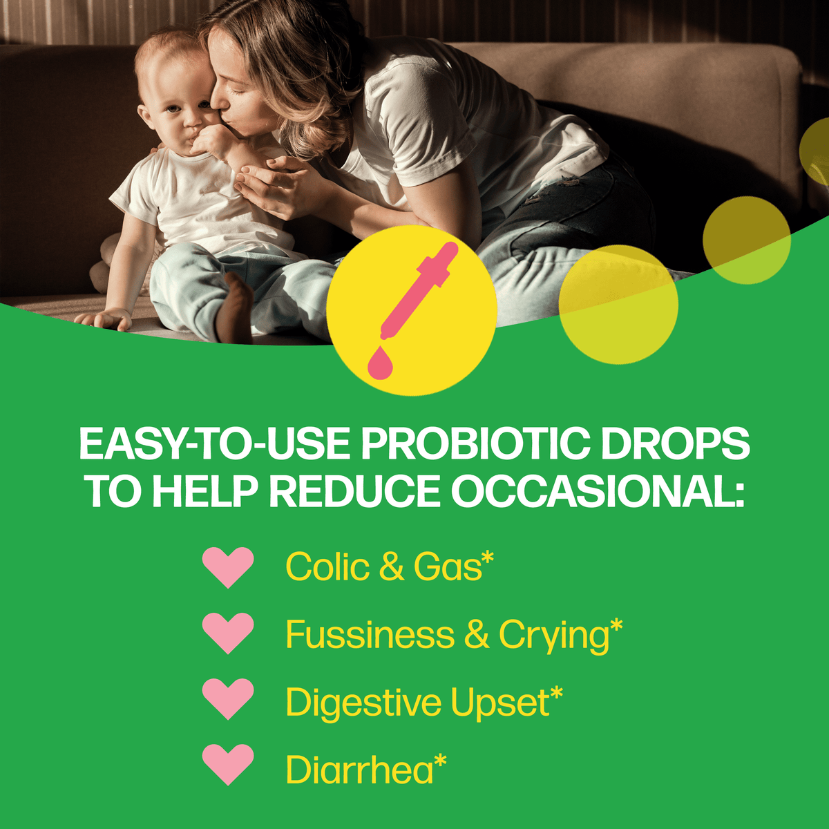 Culturelle Baby Digestive Support Calm & Comfort Probiotic Drops Supplement, Reduce Colic & Gas for Infants 0-12 Months, 30 Servings