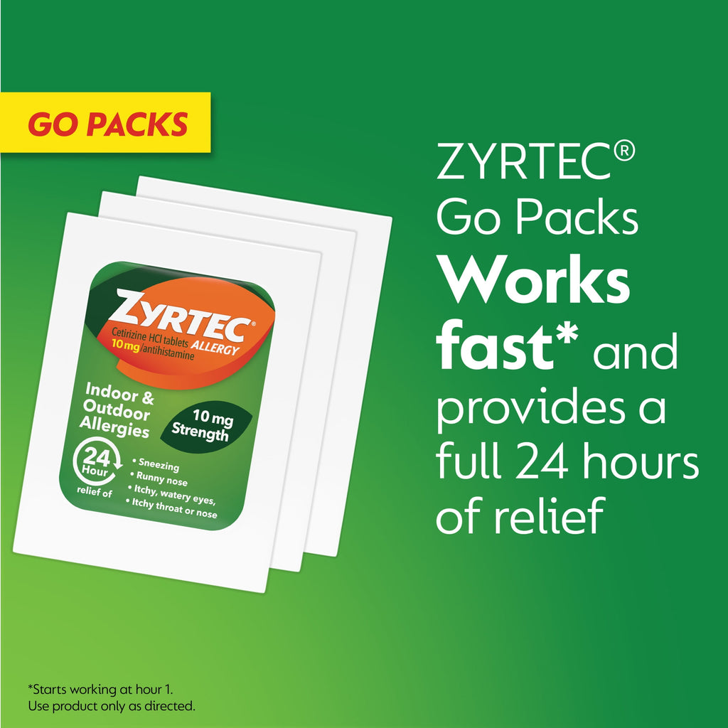 Zyrtec 24 Hour Cetirizine HCl Allergy Relief Tablets, 14 x 1 Count Packs