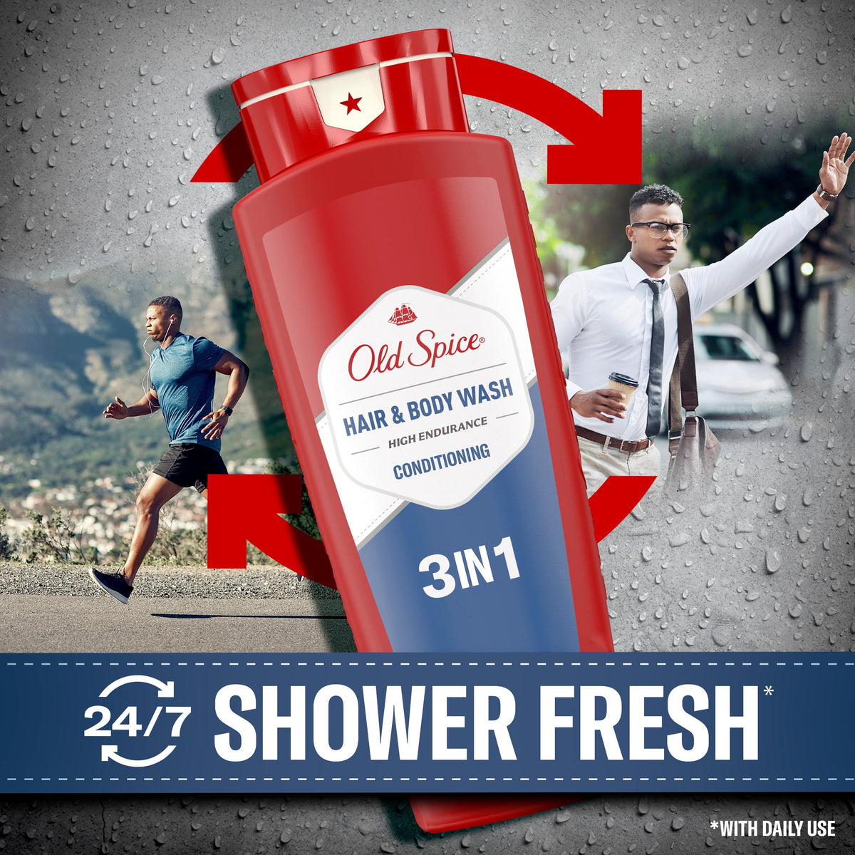 Old Spice Hair & Body Wash w/ Conditioner for Men, Crisp, 24/7 Shower Fresh, 24 fl oz
