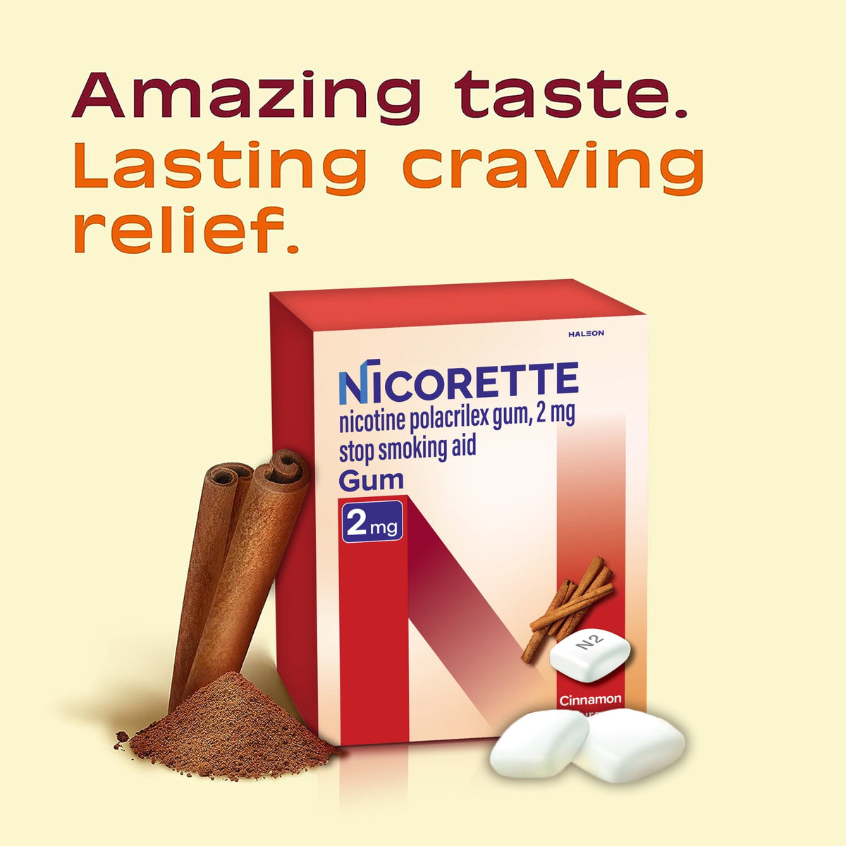 Nicorette Nicotine Gum, Stop Smoking Aids, 2 mg, Cinnamon Surge, 100 Count