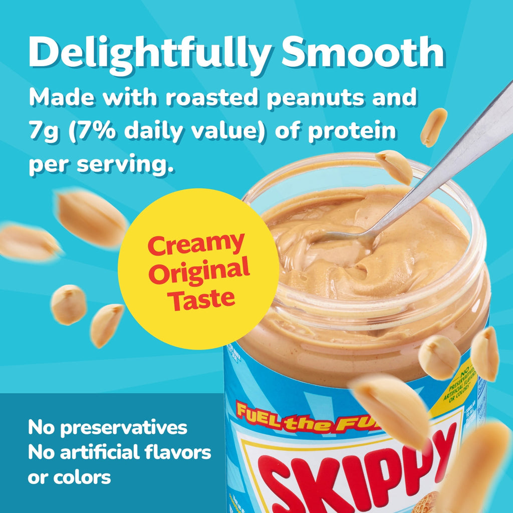 SKIPPY Creamy Peanut Butter, Roasted Peanuts, No Stir, Gluten Free, 40 oz