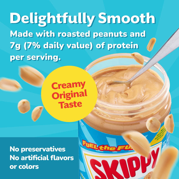 SKIPPY Creamy Peanut Butter, Roasted Peanuts, No Stir, Gluten Free, 40 oz