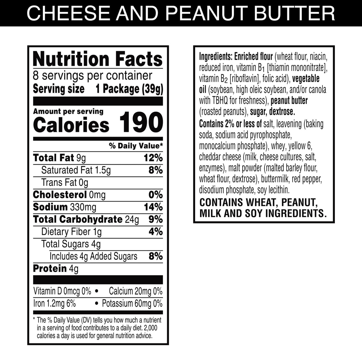 Austin Peanut Butter on Cheese Sandwich Crackers, Single Serve Snack Crackers, 8 Count