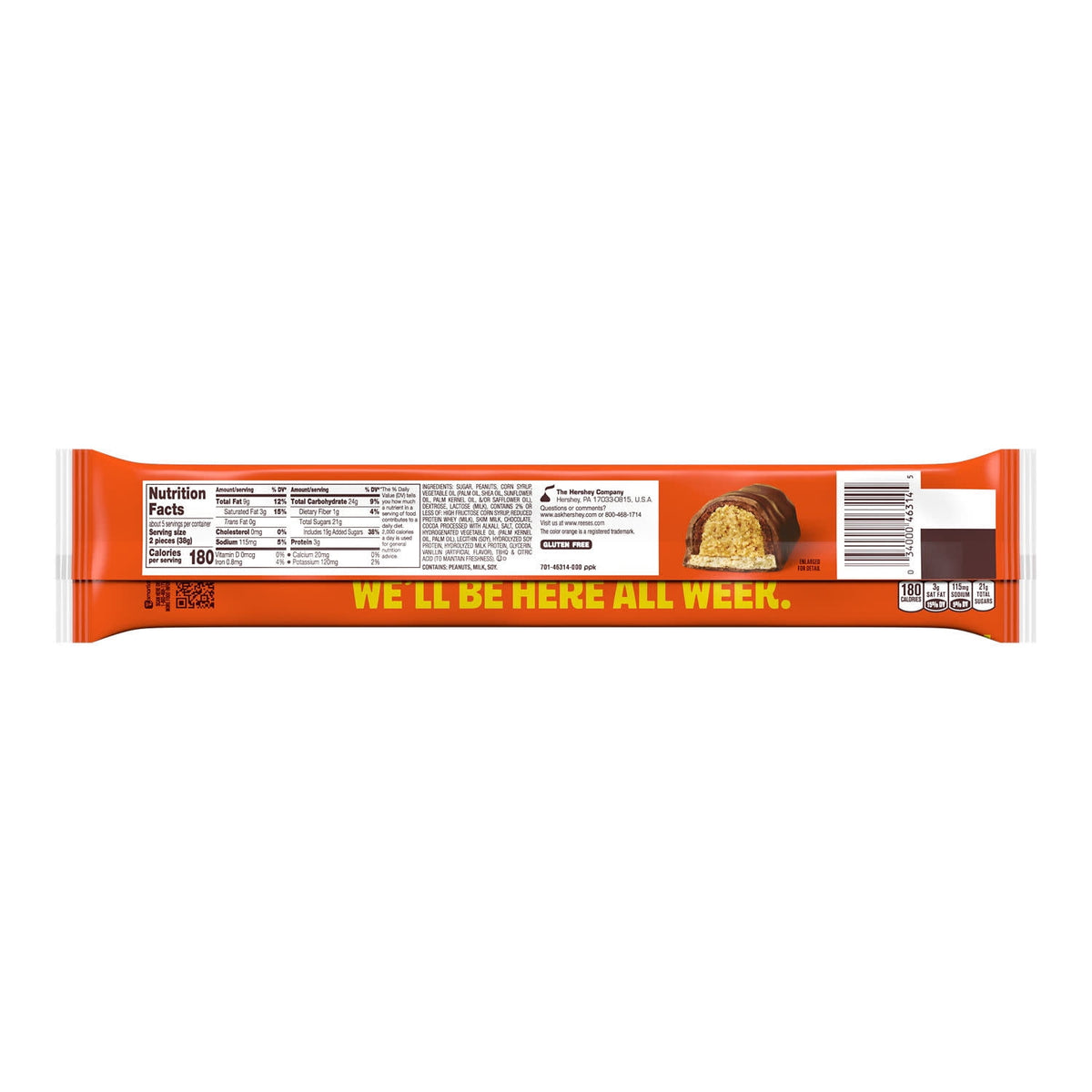 Reese's Fast Break Milk Chocolate Nougat Chocolate Candy Bars, Snack Size, .67 oz (10 Count)