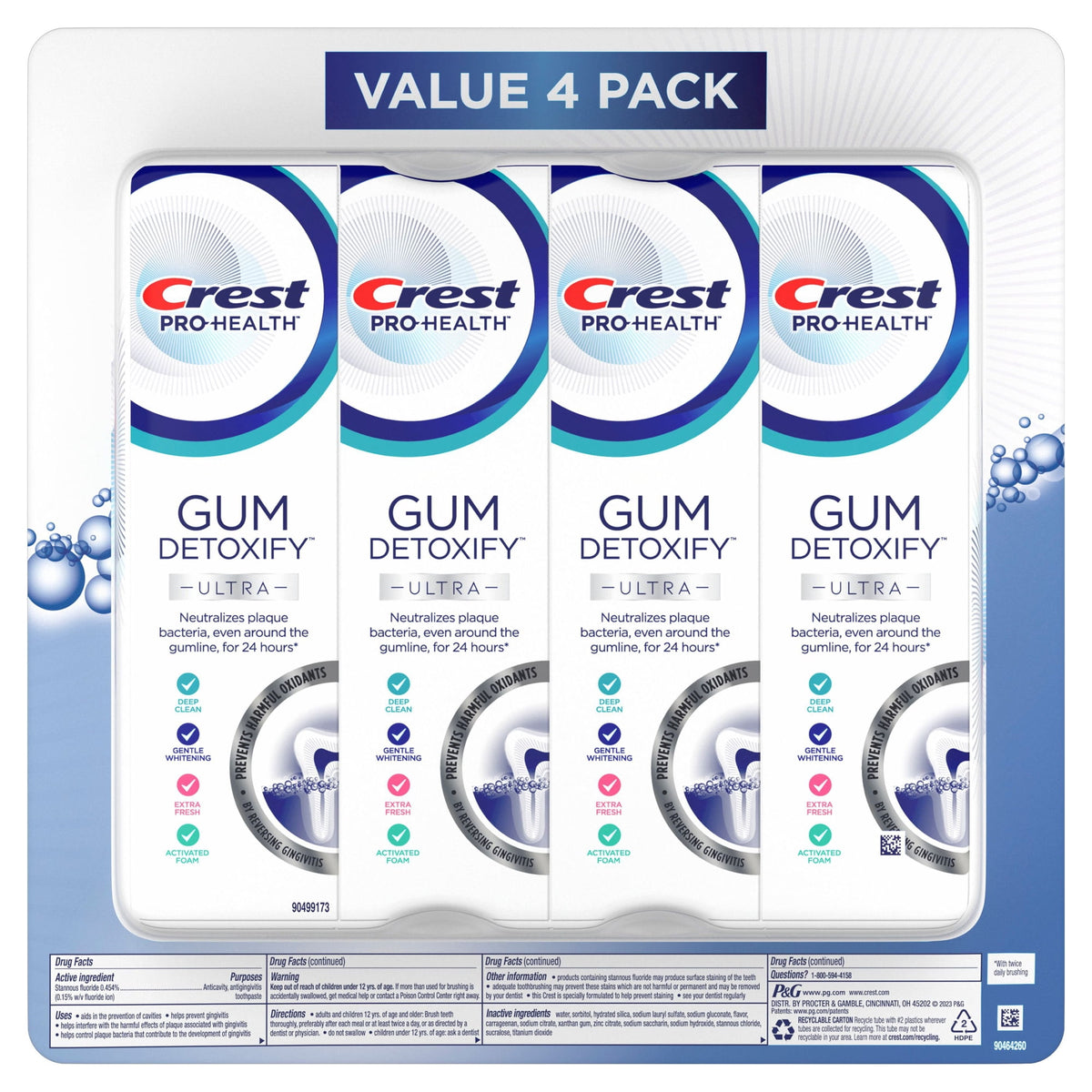 Crest Gum Detoxify Deep Clean Toothpaste Pack, 4 ea