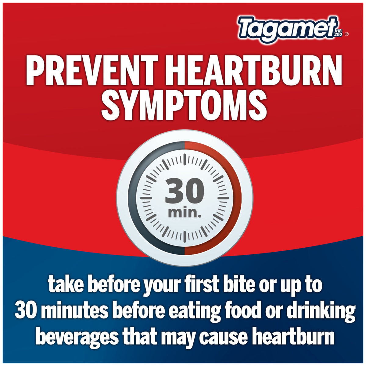 Tagamet HB 200, Acid Reducer and Heartburn Relief in 30 Minutes, Cimetidine 200mg, 30 Ct
