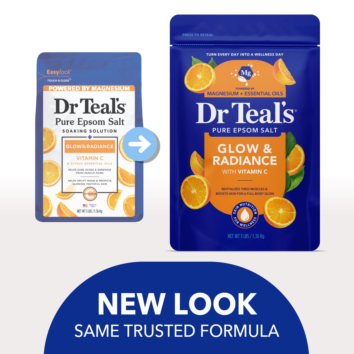 Dr Teal's Epsom Salt Magnesium Soak, Glow & Radiance with Vitamin C & Citrus Essential Oils, 3 lbs