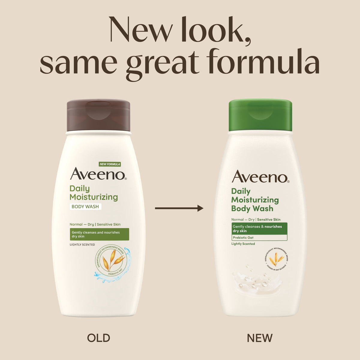 Aveeno Daily Moisturizing Dry Skin Body Wash Soap, Prebiotic Oat Shower Gel, 18 fl oz