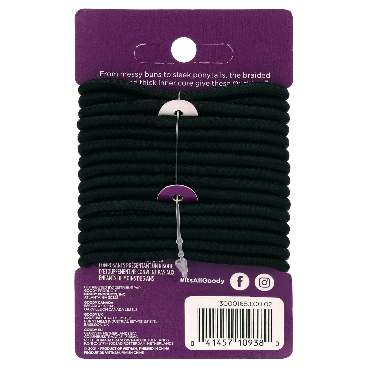Goody No Damage Braided Design Hair Elastics Black 15 Count