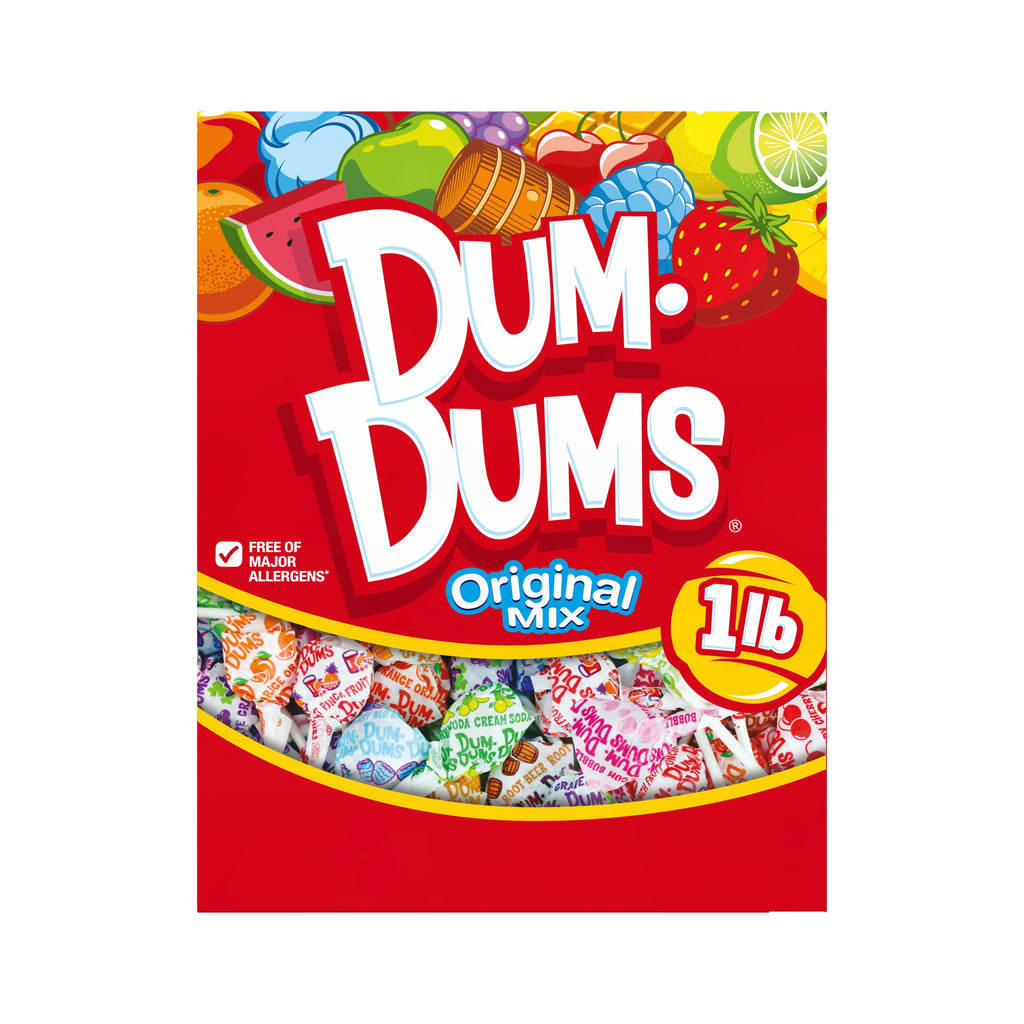Dum Dums Original Mix Lollipop Suckers, Assorted Flavors Hard Candy, Party Candy, 16oz Candy Box