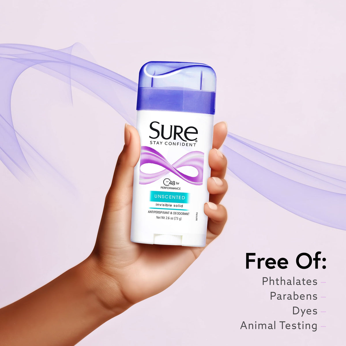 Sure Solid Anti-Perspirant Deodorant Stick, Unscented, Women, 2.6 oz