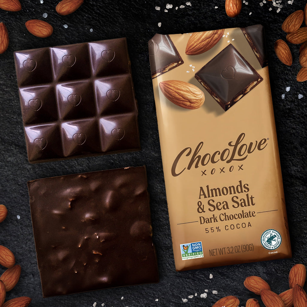 Chocolove Almonds & Sea Salt in Dark Chocolate, Contains Almonds, Soy, 3.2oz