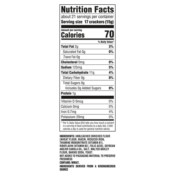 Premium Original Mini Saltine Crackers, Lunch Snacks, 11 oz