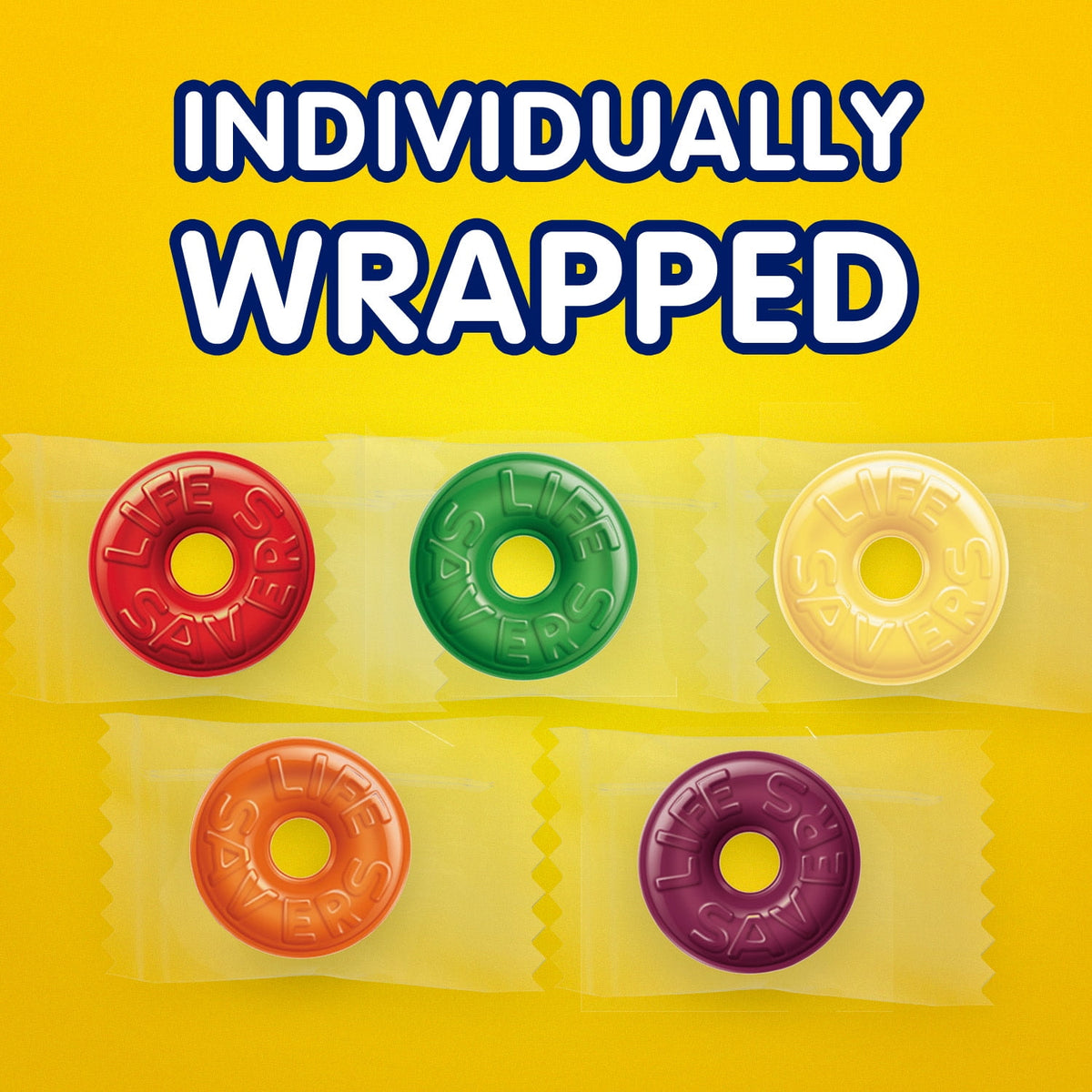 LIFE SAVERS Hard Candy, 5 Flavors Individually Wrapped Fruit Candy, Party Size, 50 oz Bag