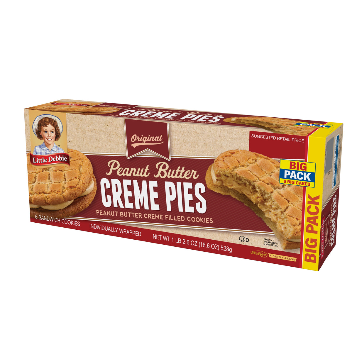 Little Debbie Big Pack Peanut Butter Creme Pies, 18.6 oz