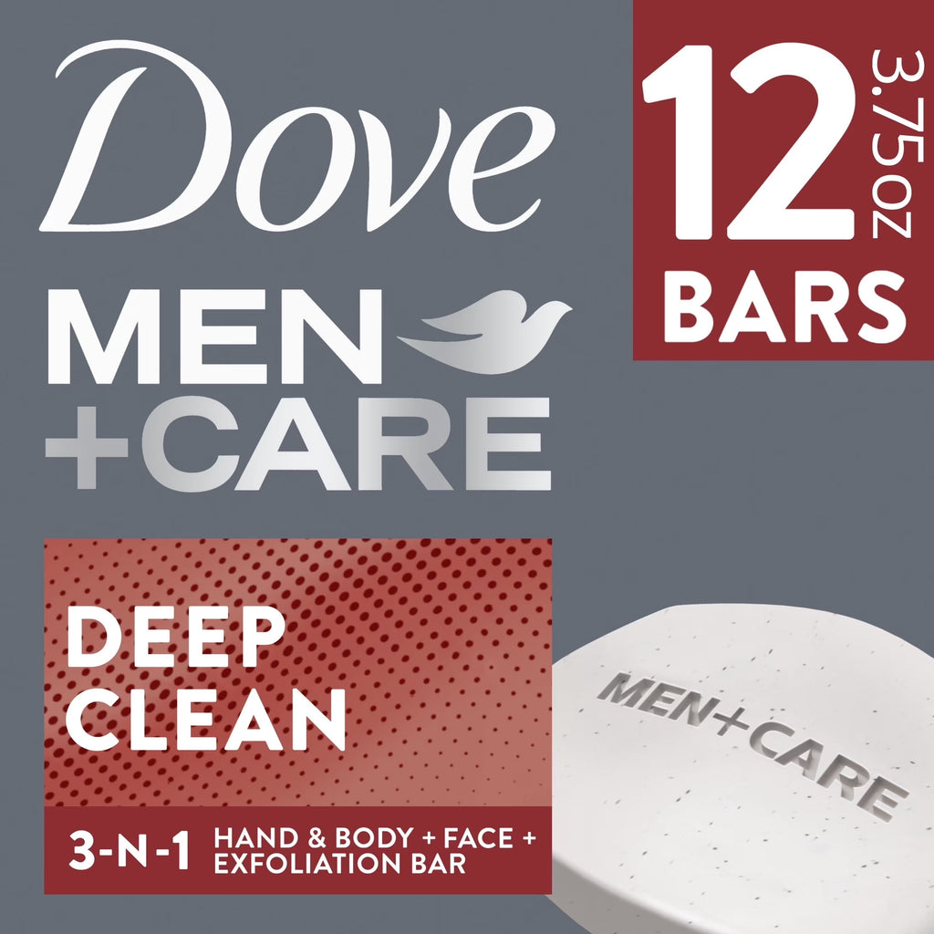 Dove Men+Care Men's Bar Soap More Moisturizing Than Bar Soap Deep Clean Soap Bar That Effectively Washes Away Bacteria, Nourishes Your Skin ,3.75 oz