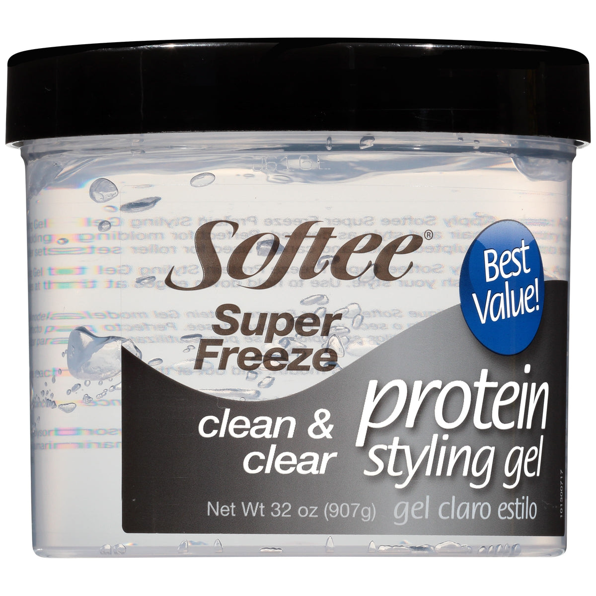 Softee Super Freeze Protein Styling Gel 32 oz. Jar, Unisex, Clarifying, Strengthens Hair