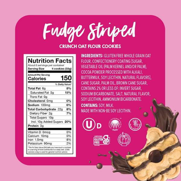 Goodie Girl Cookies Gluten Free Baked Fudge Striped Cookies, Shelf-Stable, 7 oz