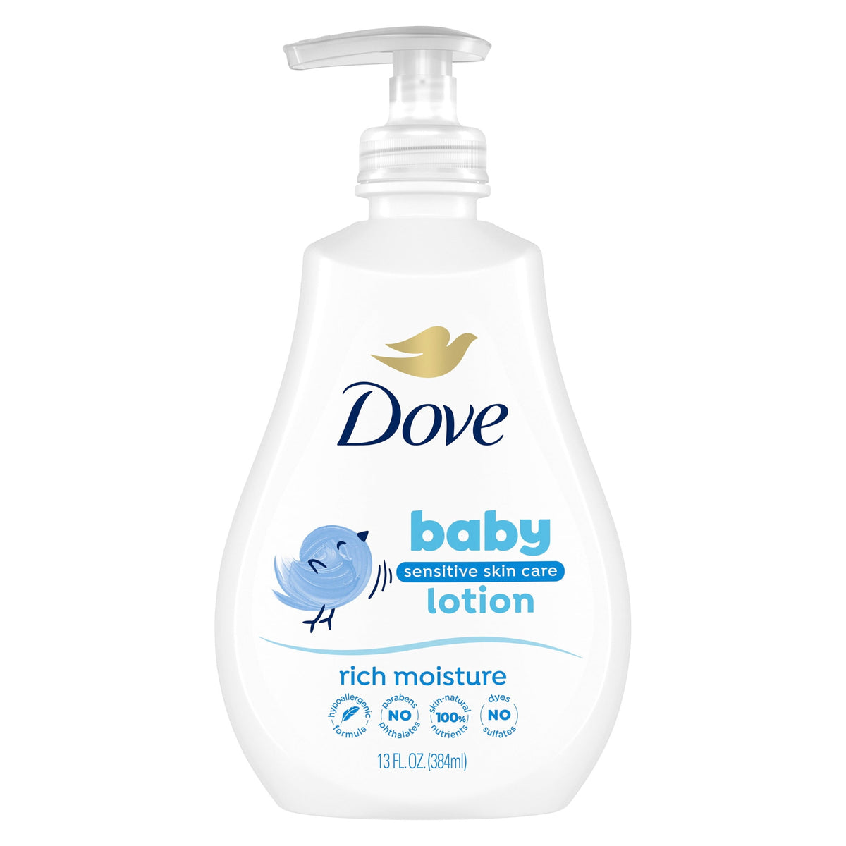 Dove Sensitive Skin Care Body Lotion For Delicate Baby Skin Rich Moisture With 24-Hour Moisturizer, 13 fl oz 1 Count