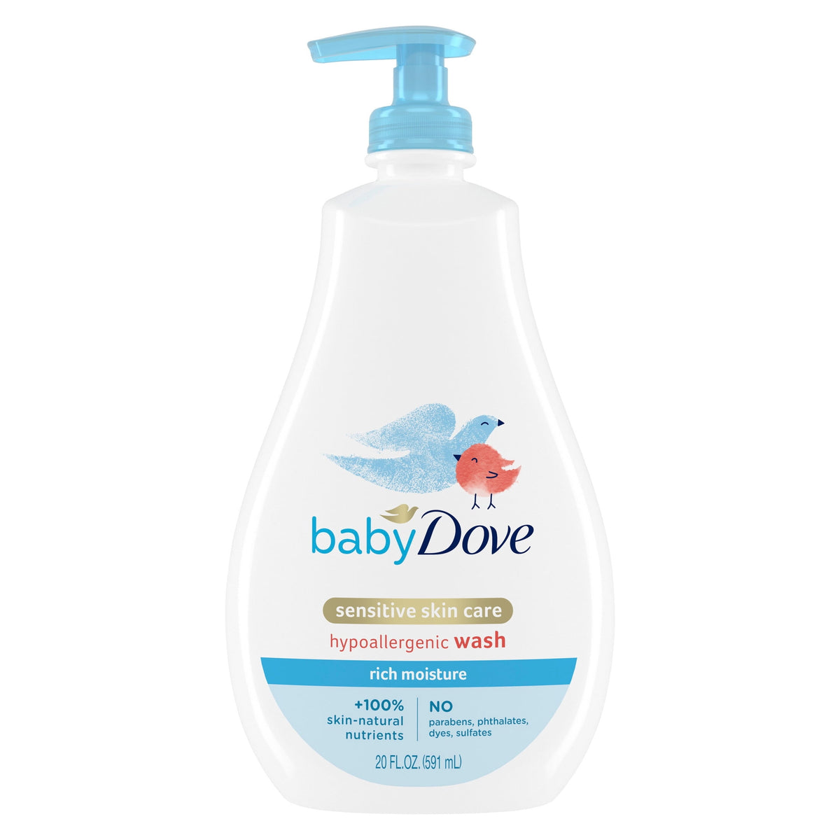 Baby Dove Sensitive Skin Care Baby Wash For Baby Bath Time Rich Moisture Tear-Free and Hypoallergenic, 20 Fl Oz