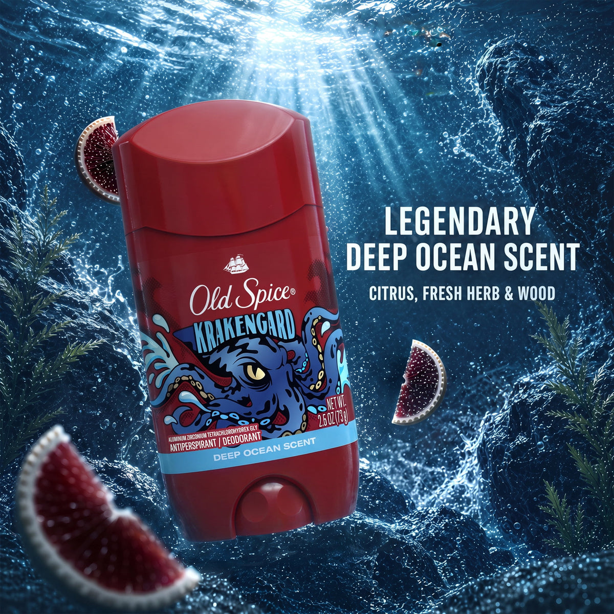 Old Spice Antiperspirant Deodorant for Men, Invisible Solid Stick, Krakengard, 2.6 oz