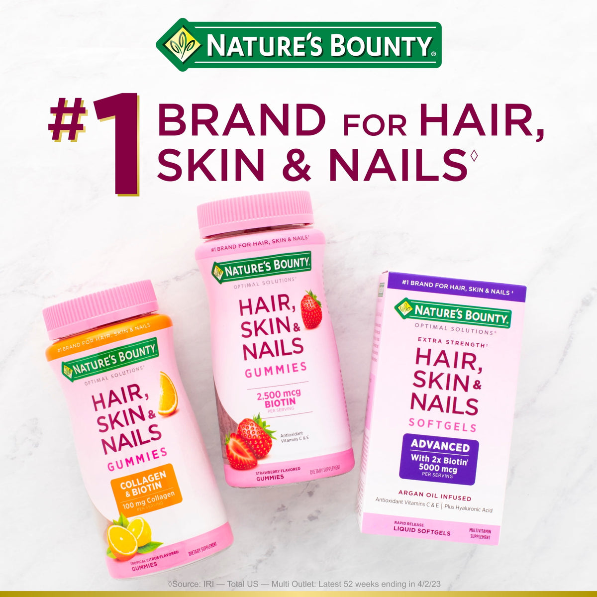Nature's Bounty Optimal Solutions Biotin 10,000 mcg, Hair Skin and Nails, Softgels, 90 Count