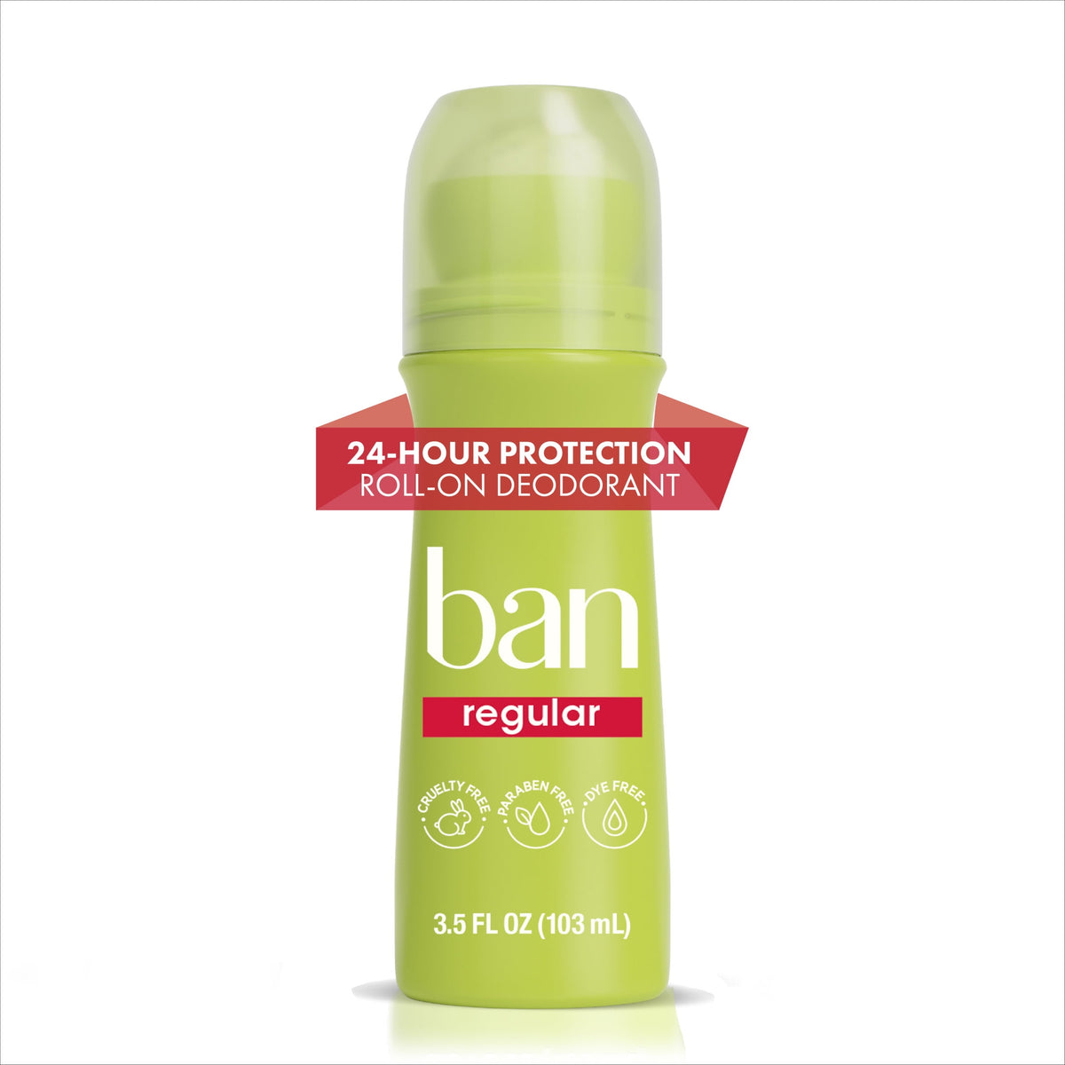 Ban Invisible Roll-on Antiperspirant and Deodorant for Women and Men, Regular Scent, 3.5 fl oz