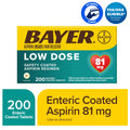 Bayer Aspirin Low Dose, 81 mg, for Cardiovascular Disease Enteric Coated Tablets, 200  Count