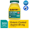 Bayer Aspirin, Low Dose, 81mg, Pain Reliever, Enteric Coated Tablets, 300 Count