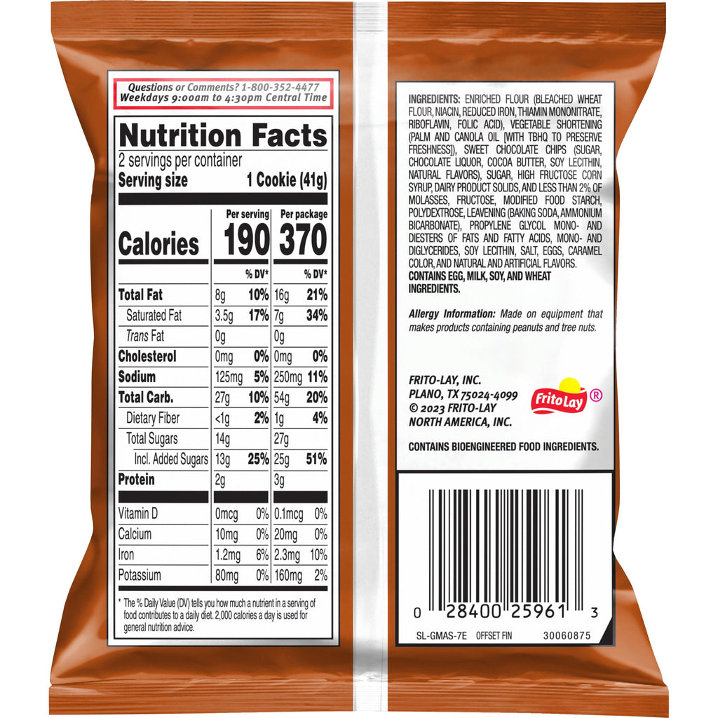 Grandma’s Cookies, Chocolate Chip Cookie,  2.875 oz Cookies Pack, (Single Pack) (Packaging May Vary)​
