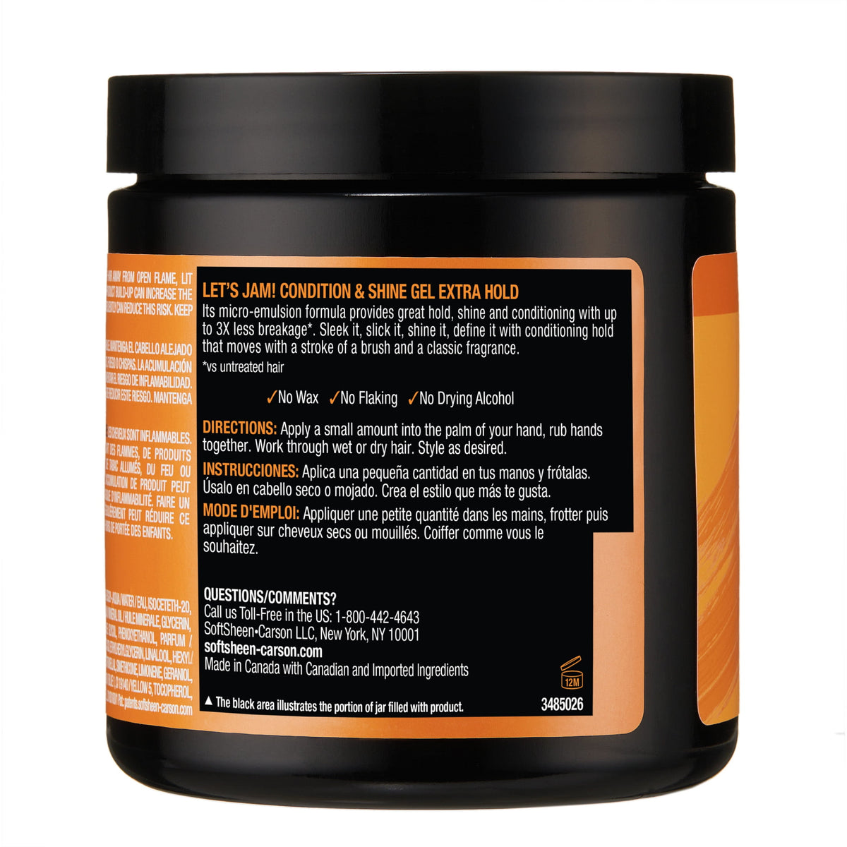 Softsheen Carson Let's Jam! Condition and Shine Gel, for Frizzy Hair and Frizz Control, 14 oz