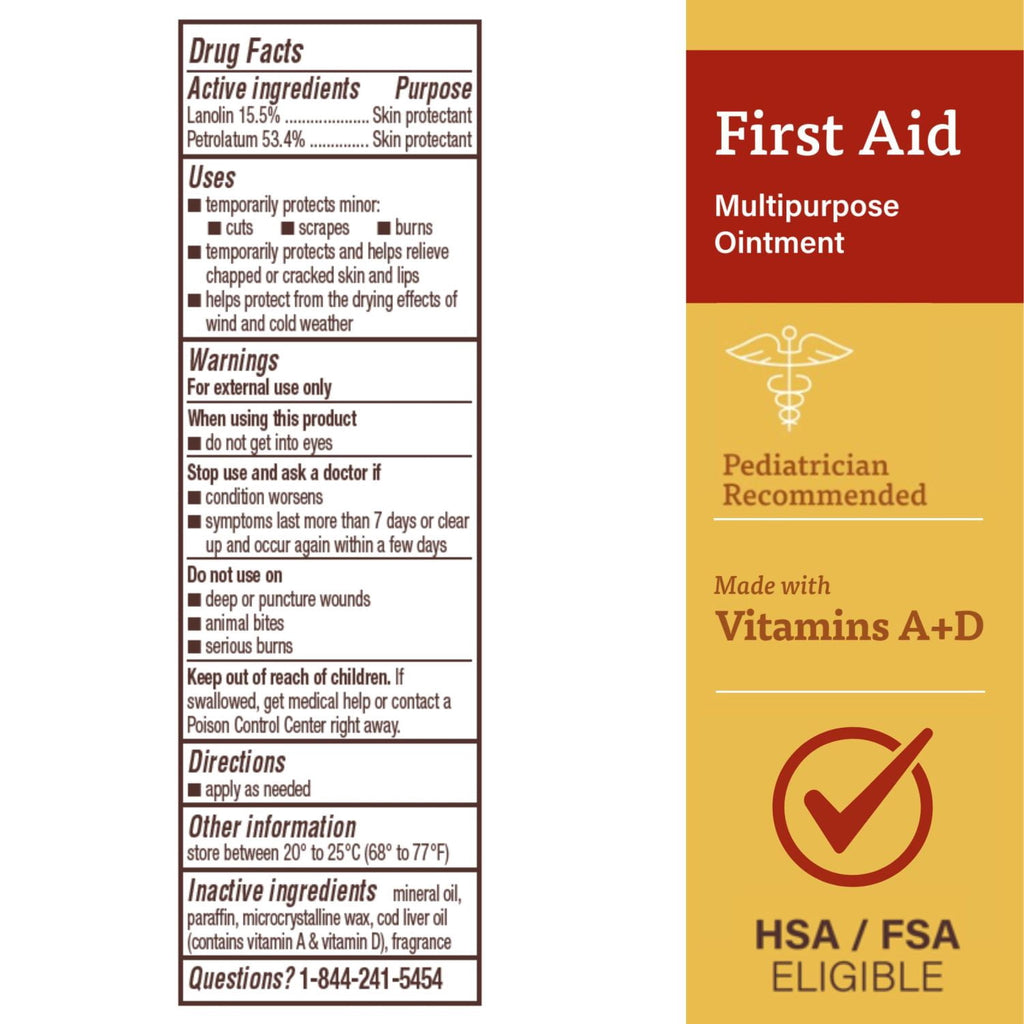 A+D First Aid Ointment Dry Skin Moisturizer and Skin Protectant with Vitamins, 1.5 oz