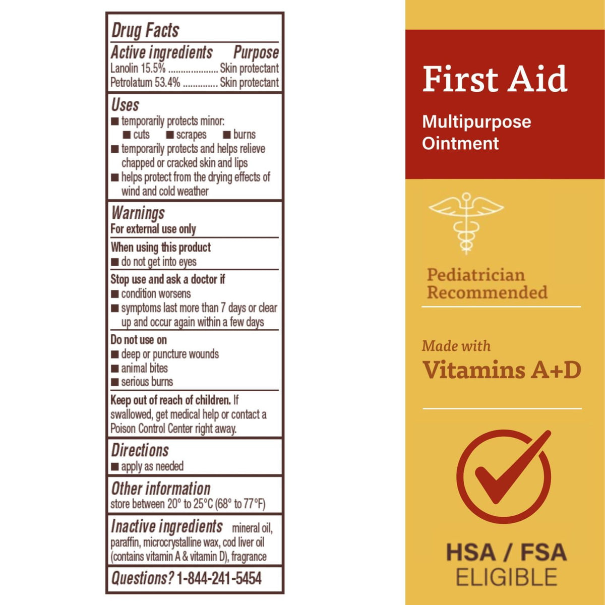 A+D First Aid Ointment Dry Skin Moisturizer and Skin Protectant with Vitamins, 1.5 oz