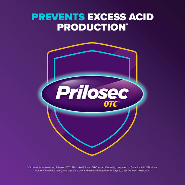 Prilosec OTC Heartburn Relief, Omeprazole, Acid Reducer Tablets, Unflavored 28 Count
