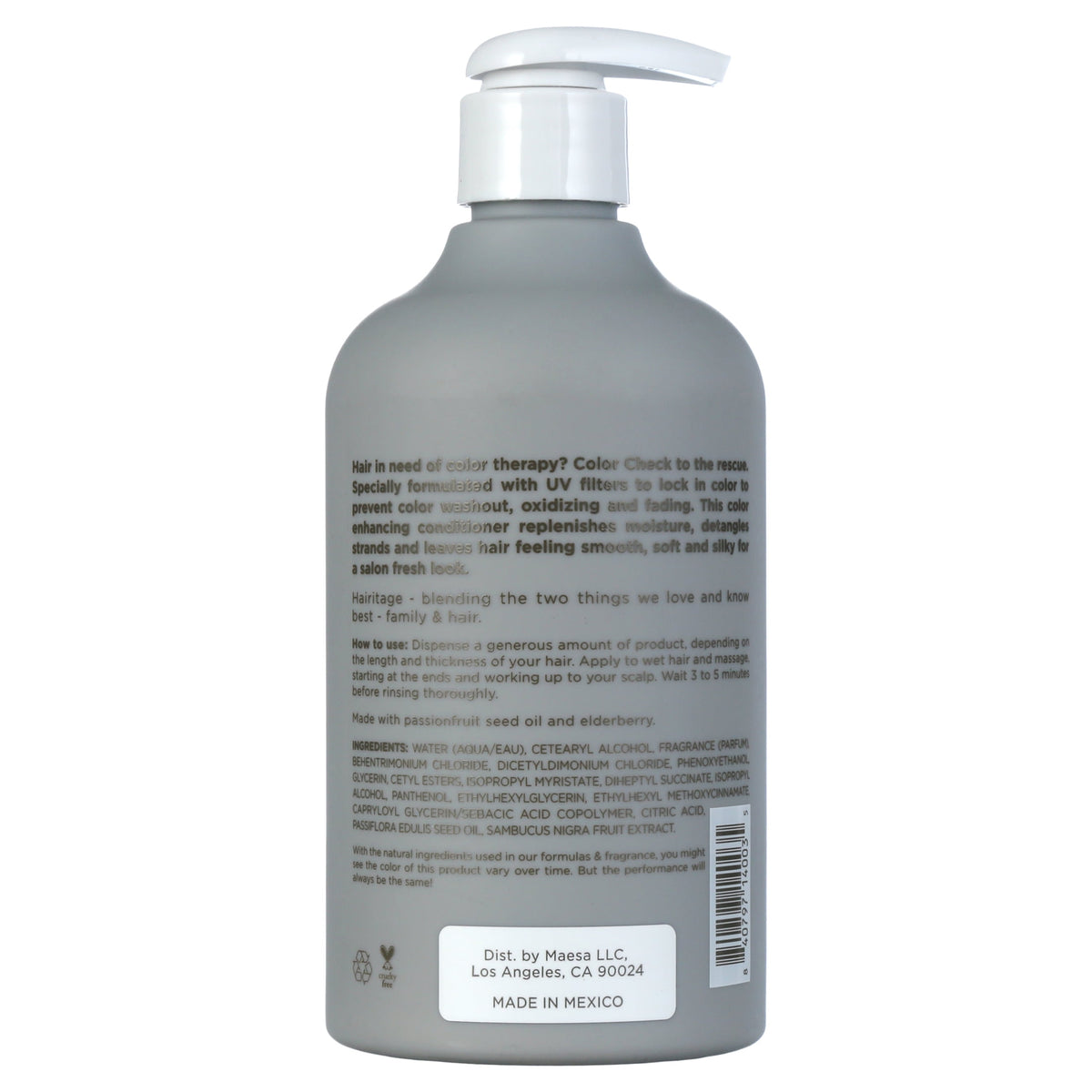 Hairitage Color Care Deep Conditioner for Color Treated Hair - UV Protection, Sulfate Free, 13 oz, pump dispenser