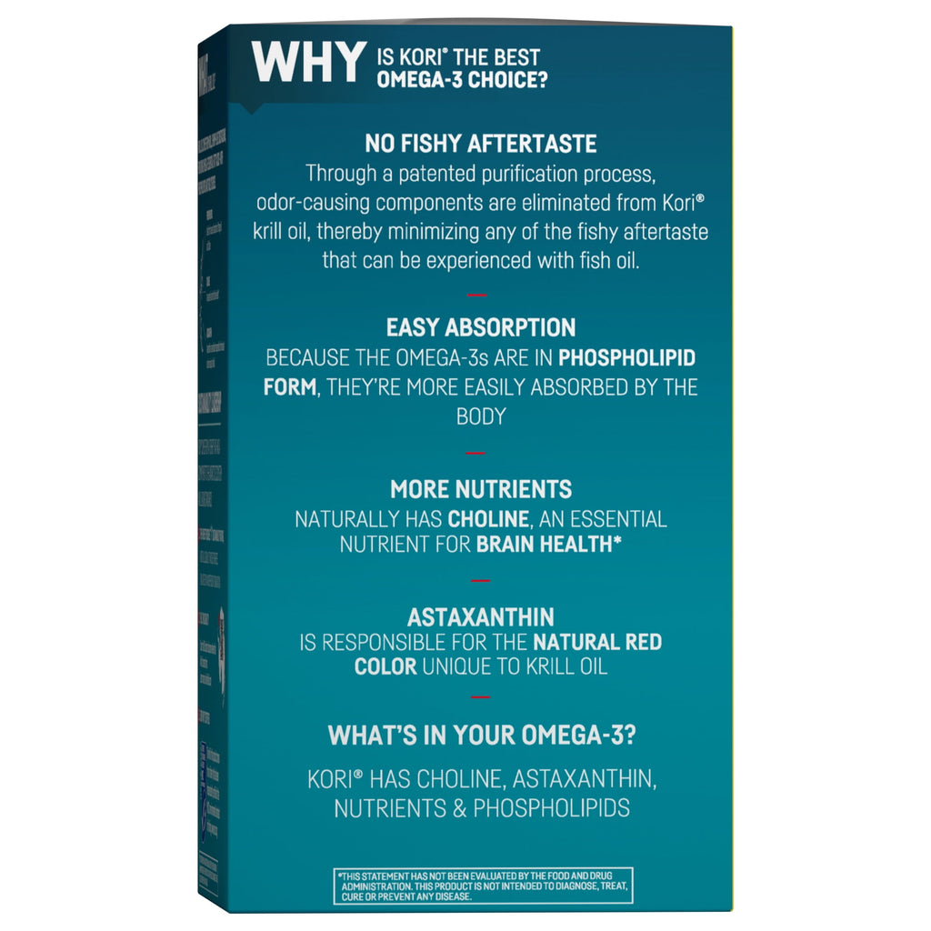 Kori Krill Superior Absorption Vs Fish Oil, Omega-3 Supplement for Heart, Brain, Joint, Eye, Skin & Immune Health, Softgels, 120 Count, Twin Pack