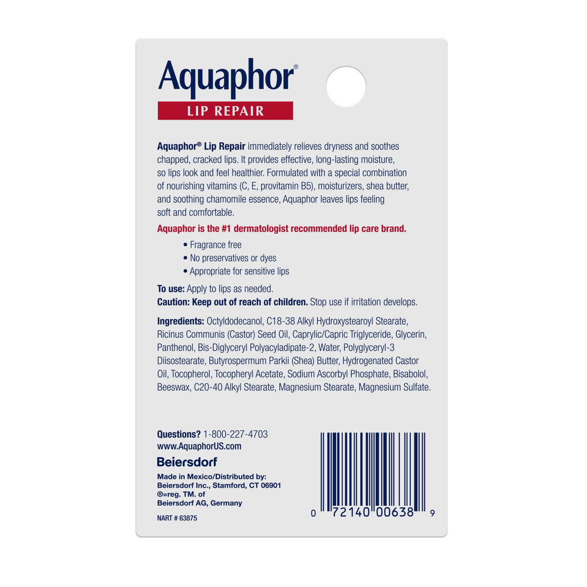 Aquaphor Lip Ointment, Lip Balm with Shea Butter, 0.35 fl oz
