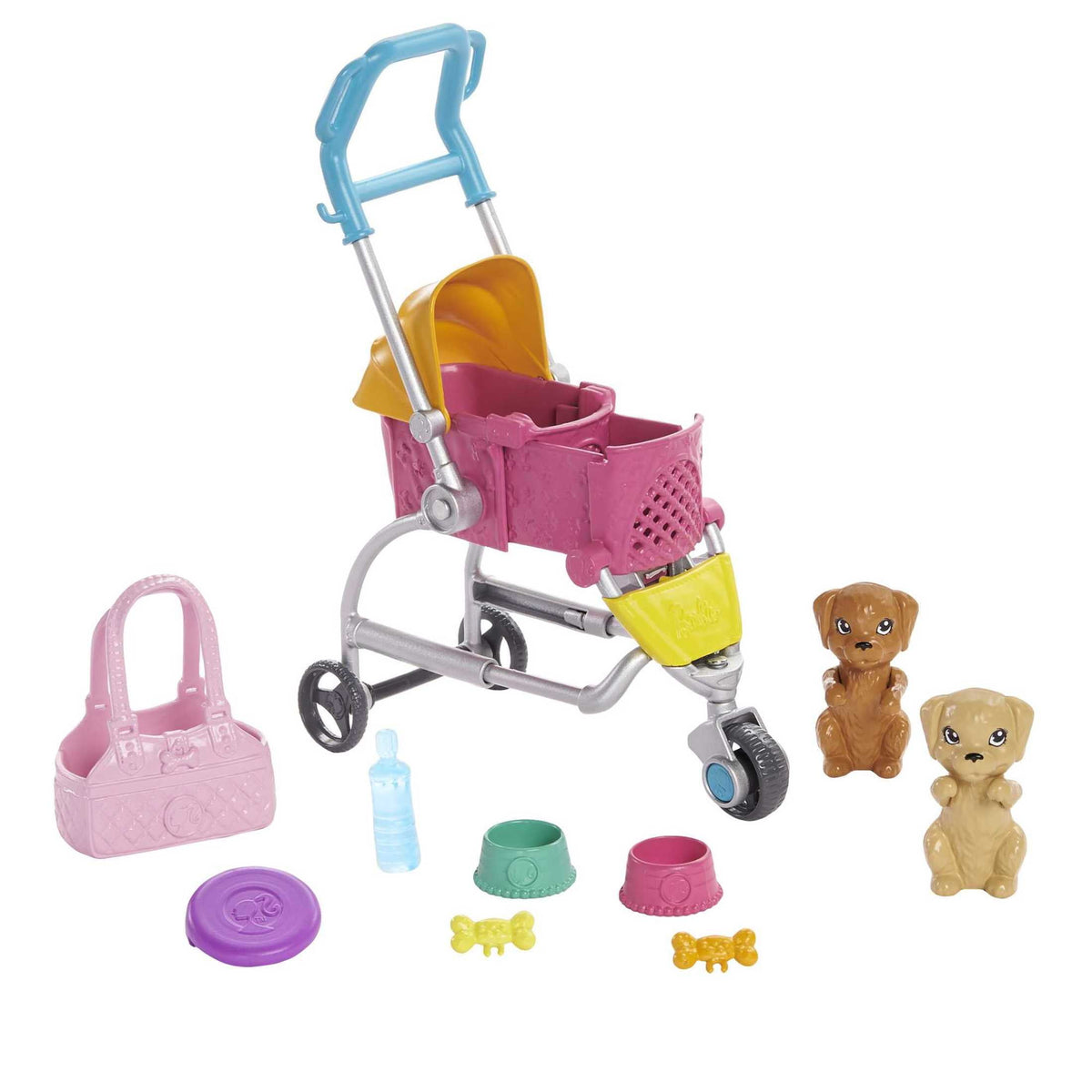 Barbie Pets Stroll & Play Pups Playset with Blonde Doll, Transforming Stroller [Walmart Exclusive]