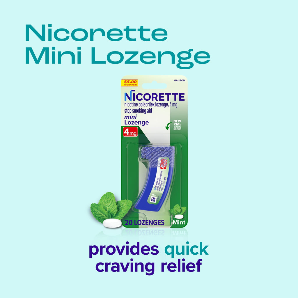 Nicorette Mini Nicotine Lozenges to Stop Smoking, Mint Flavor, 4 mg - 20 Count