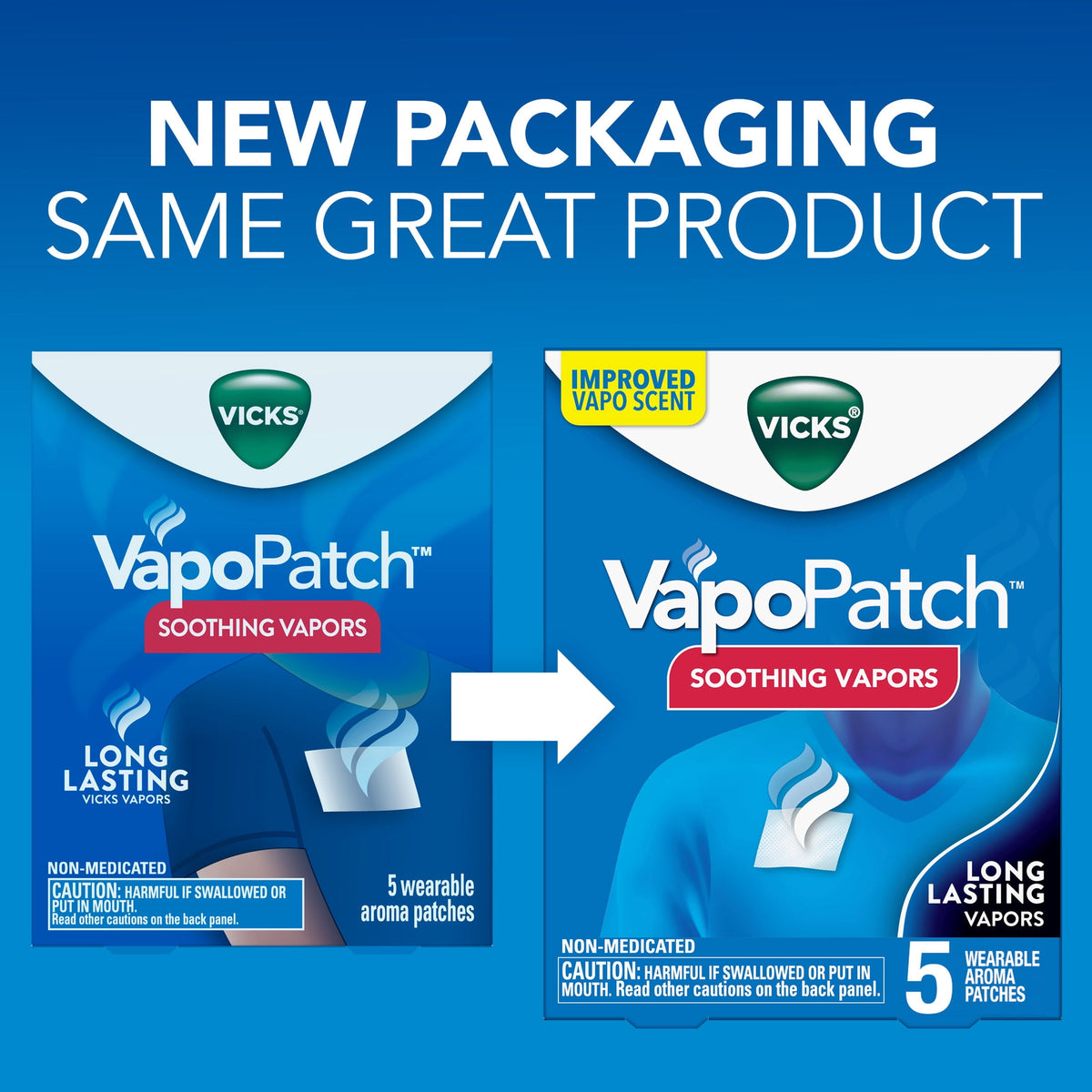 Vicks VapoPatch, Non-Medicated Wearable Aroma Patch, Soothing Vicks Vapors, 5 count