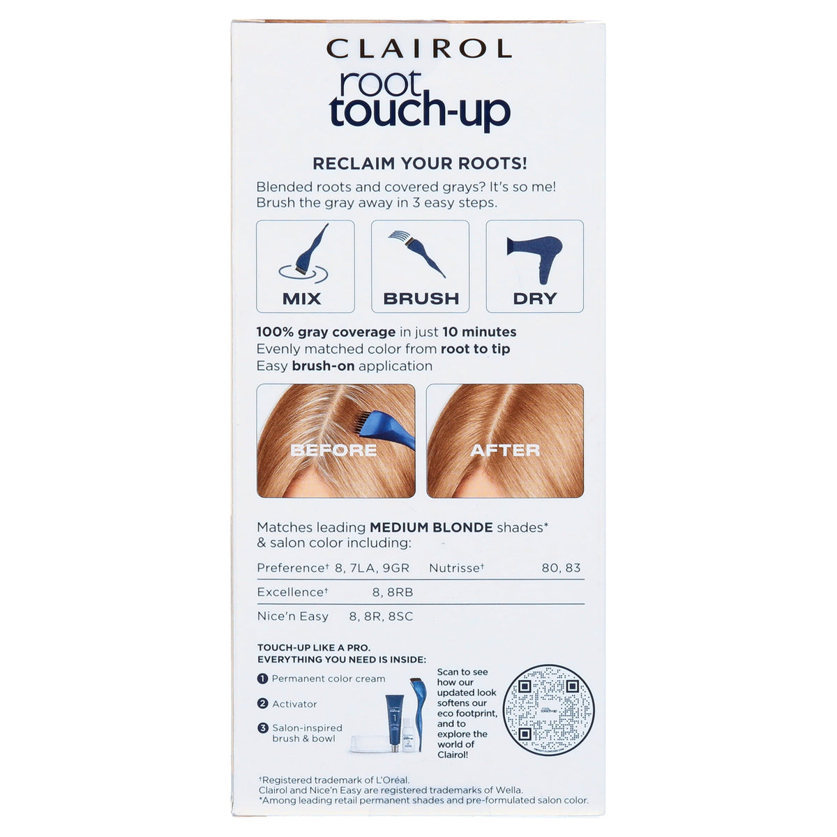 Clairol Root Touch-Up Nice'n Easy Permanent Hair Dye, 8 Medium Blonde, Hair Color, 1 Kt